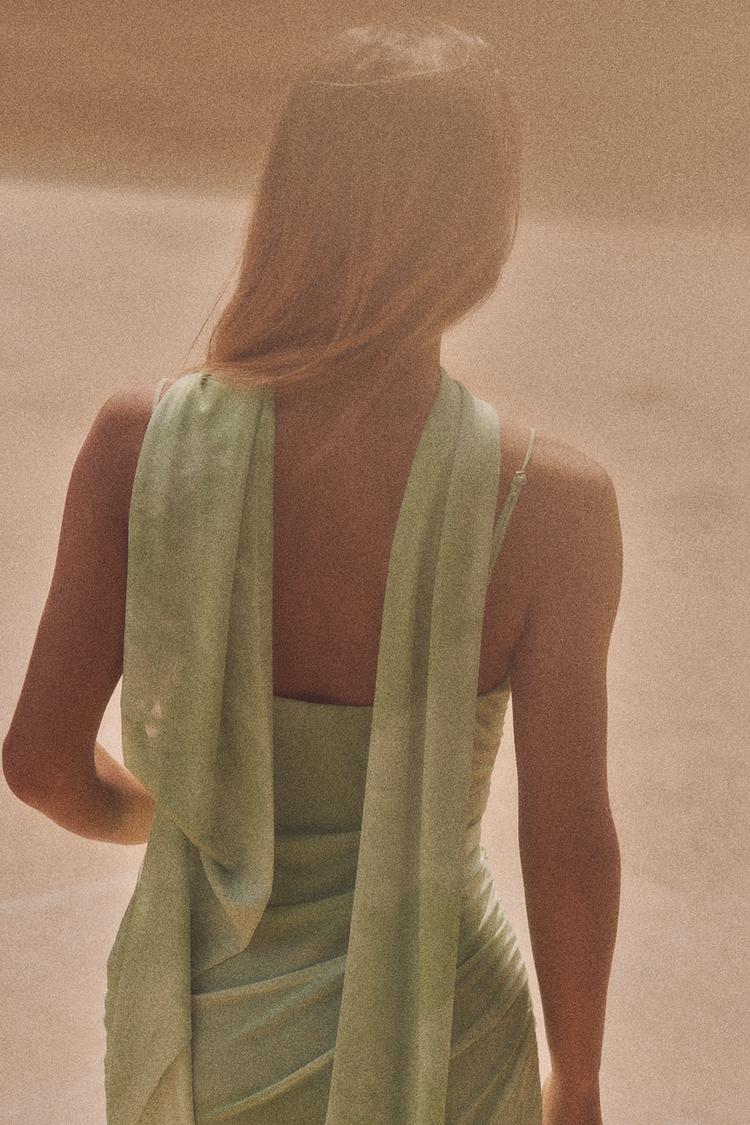 AMELIA - VESTIDO MIDI CON FOULARD Y PLIEGUES