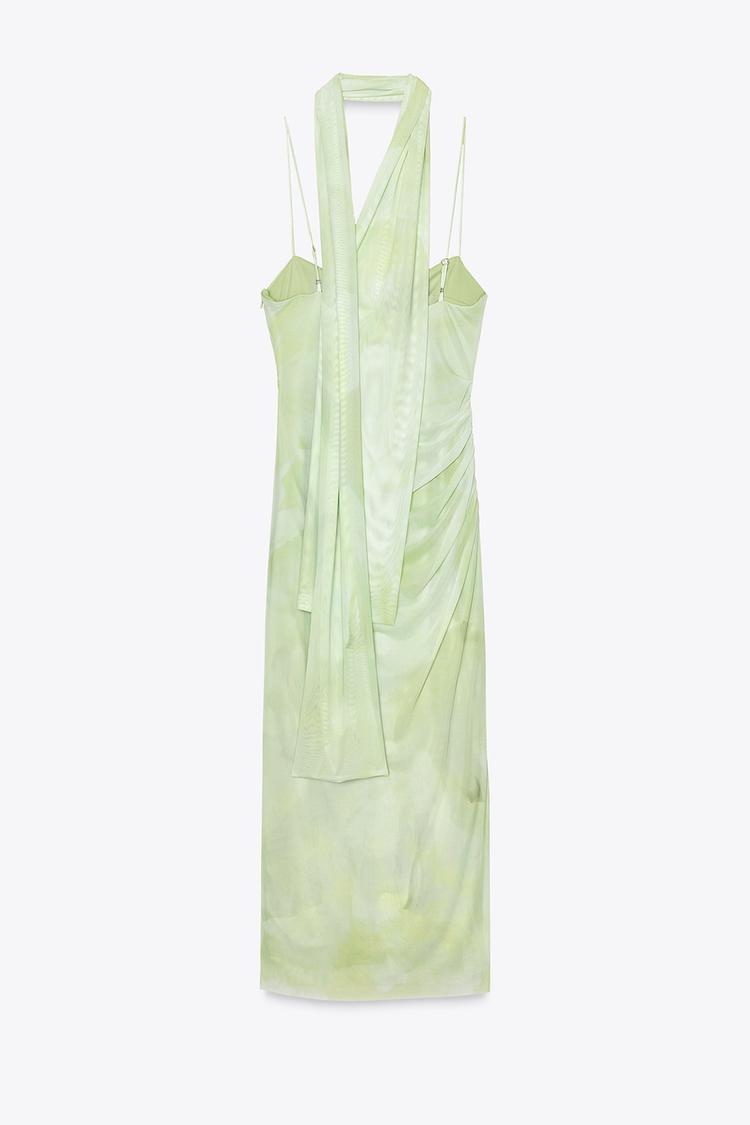 AMELIA - VESTIDO MIDI CON FOULARD Y PLIEGUES