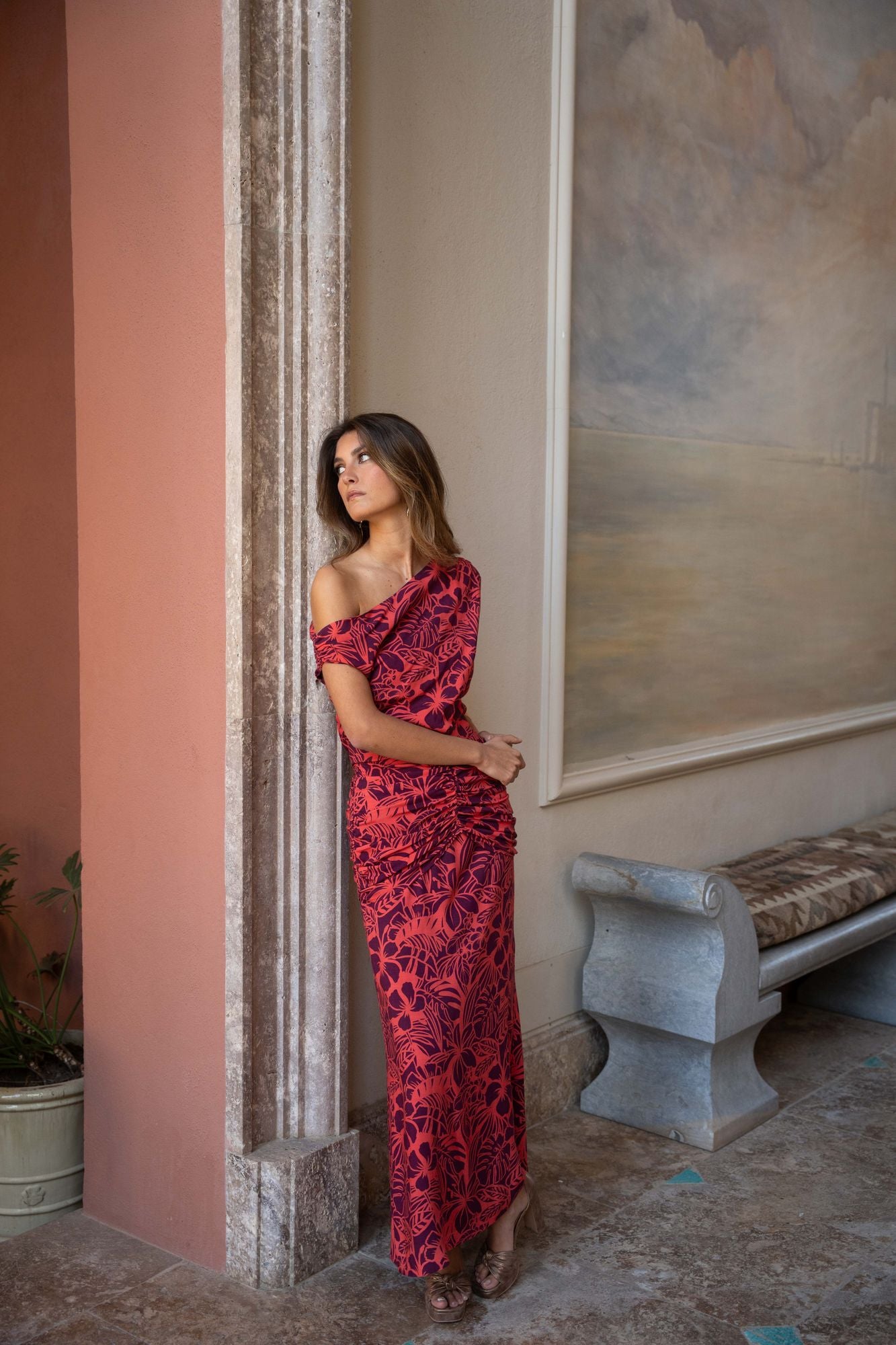 MALVA - VESTIDO ESTAMPADO CON ESCOTE ASIMÉTRICO
