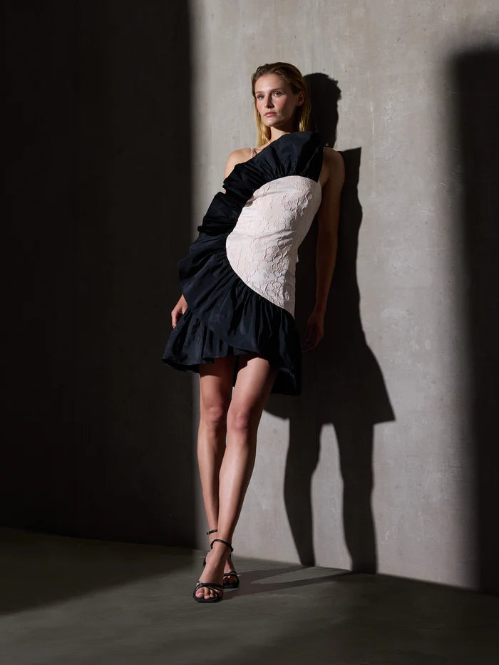 ASSUNTA - VESTIDO BICOLOR CON VOLANTES