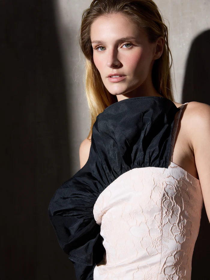 ASSUNTA - VESTIDO BICOLOR CON VOLANTES