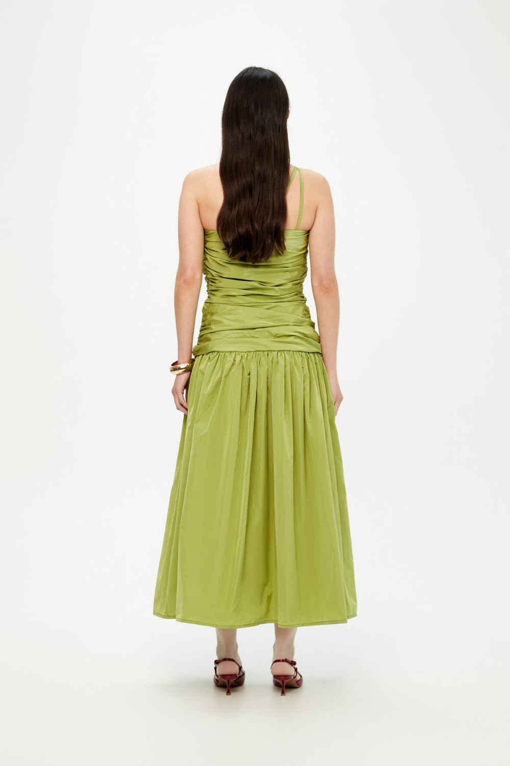 FLORA - VESTIDO MIDI DE TAFETÁN PLISADO
