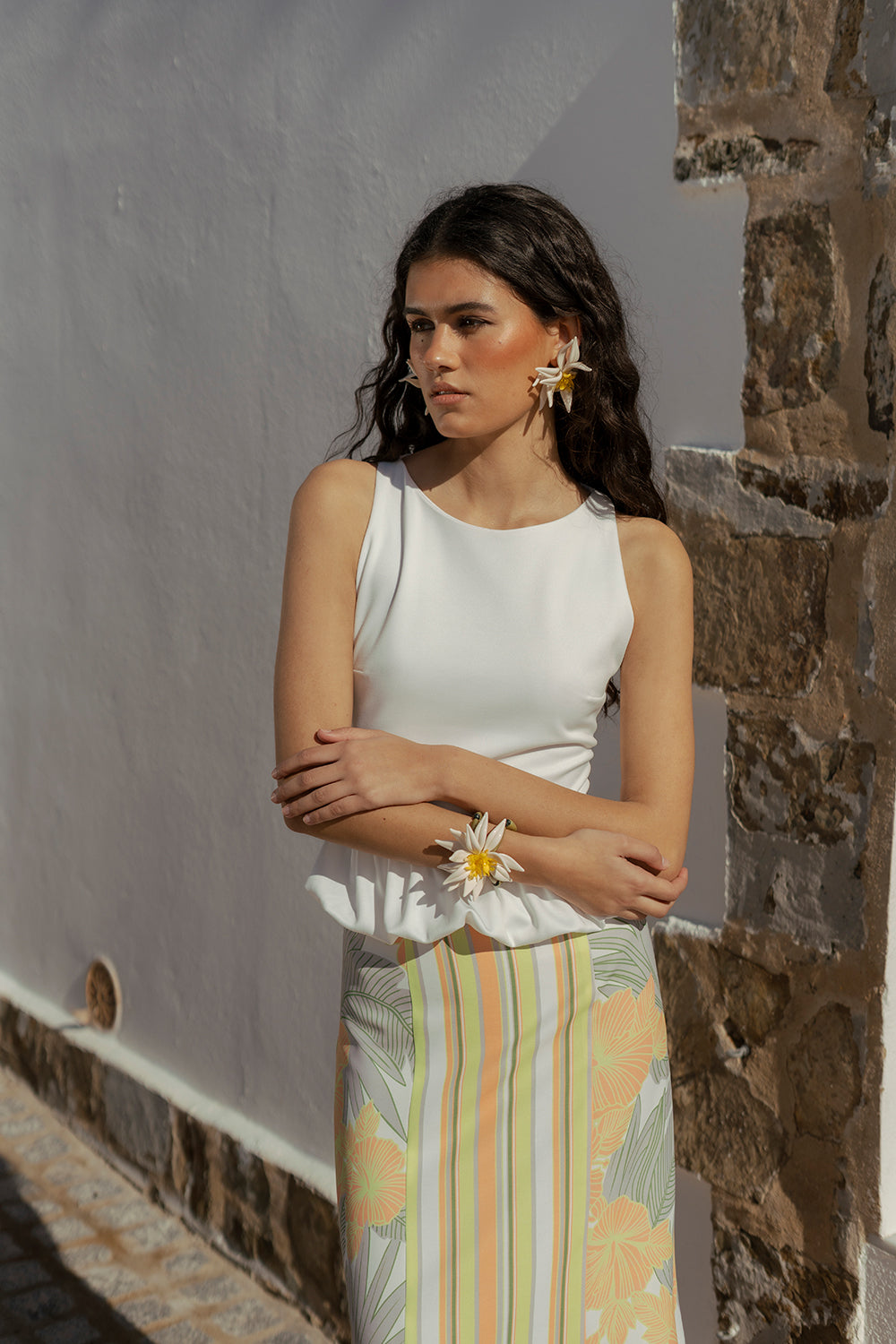 OLEGARIA - CONJUNTO DE TOP CON VOLANTE Y FALDA