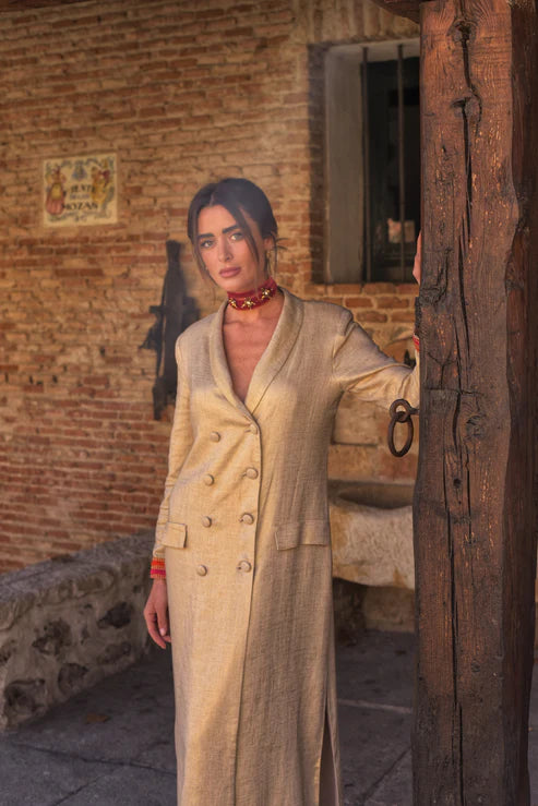 MILEY - VESTIDO CRUZADO DE LINO