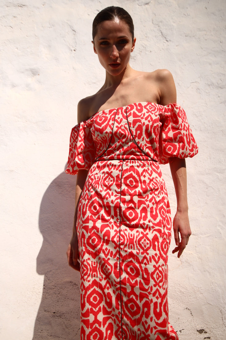 ARES - VESTIDO CON MANGAS ABULLONADAS