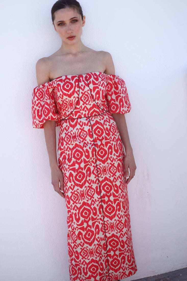 ARES - VESTIDO CON MANGAS ABULLONADAS