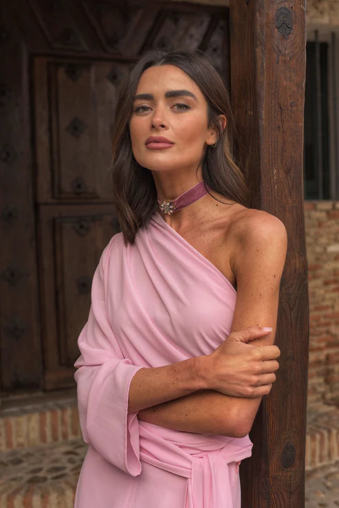 VICKY - CONJUNTO DE BLUSA Y FALDA CON ABERTURA