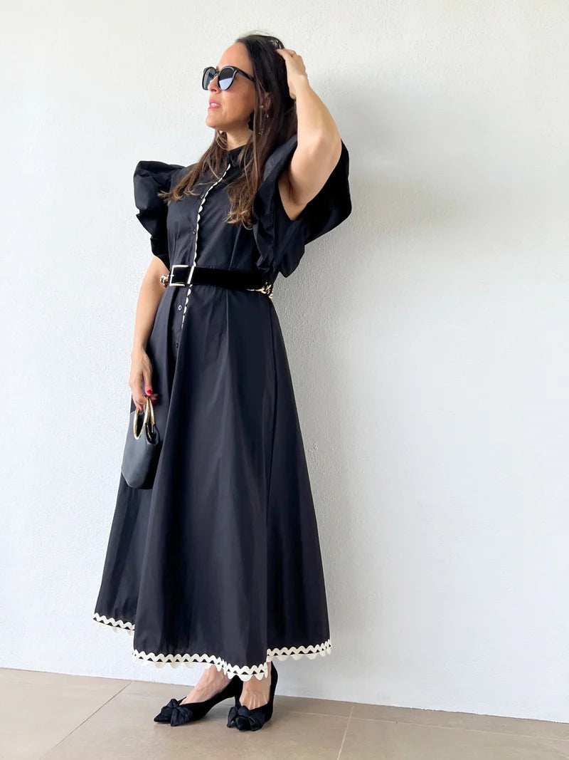 JORDANA - VESTIDO CON MANGAS ABULLONADAS