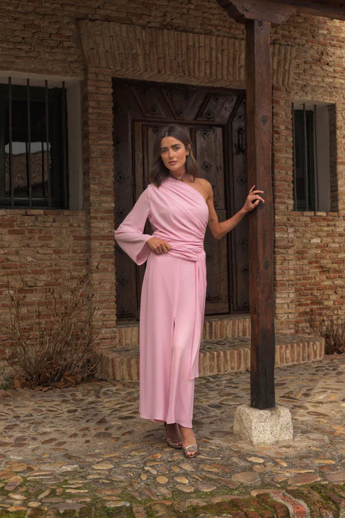 VICKY - CONJUNTO DE BLUSA Y FALDA CON ABERTURA