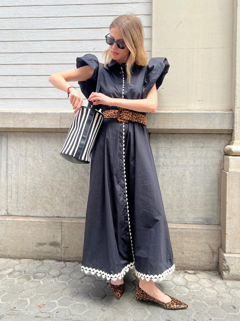 JORDANA - VESTIDO CON MANGAS ABULLONADAS