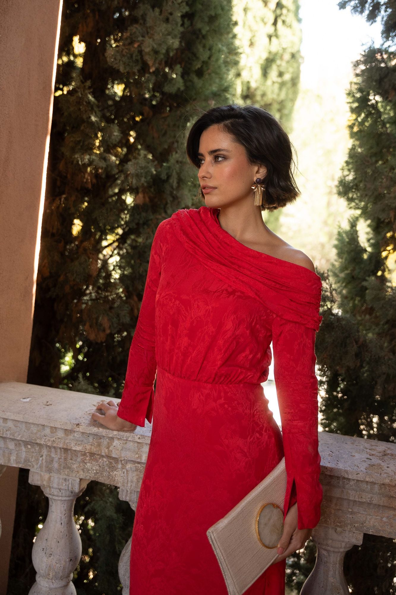 AMAPOLA - VESTIDO JACQUARD ASIMÉTRICO