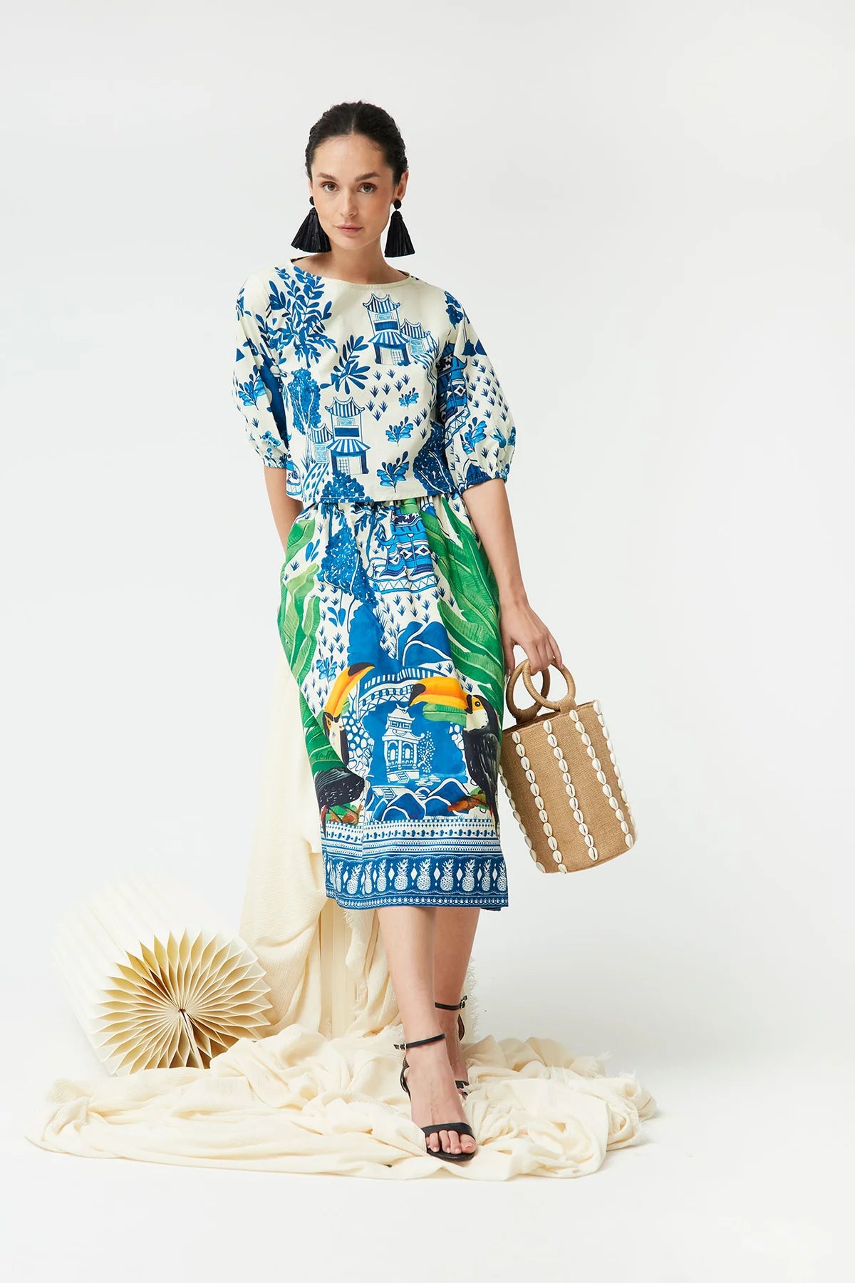 CALISTA - CONJUNTO ESTAMPADO DE FALDA Y BLUSA