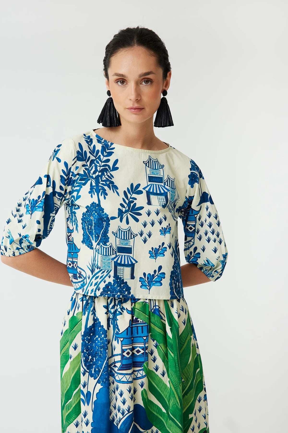 CALISTA - CONJUNTO ESTAMPADO DE FALDA Y BLUSA