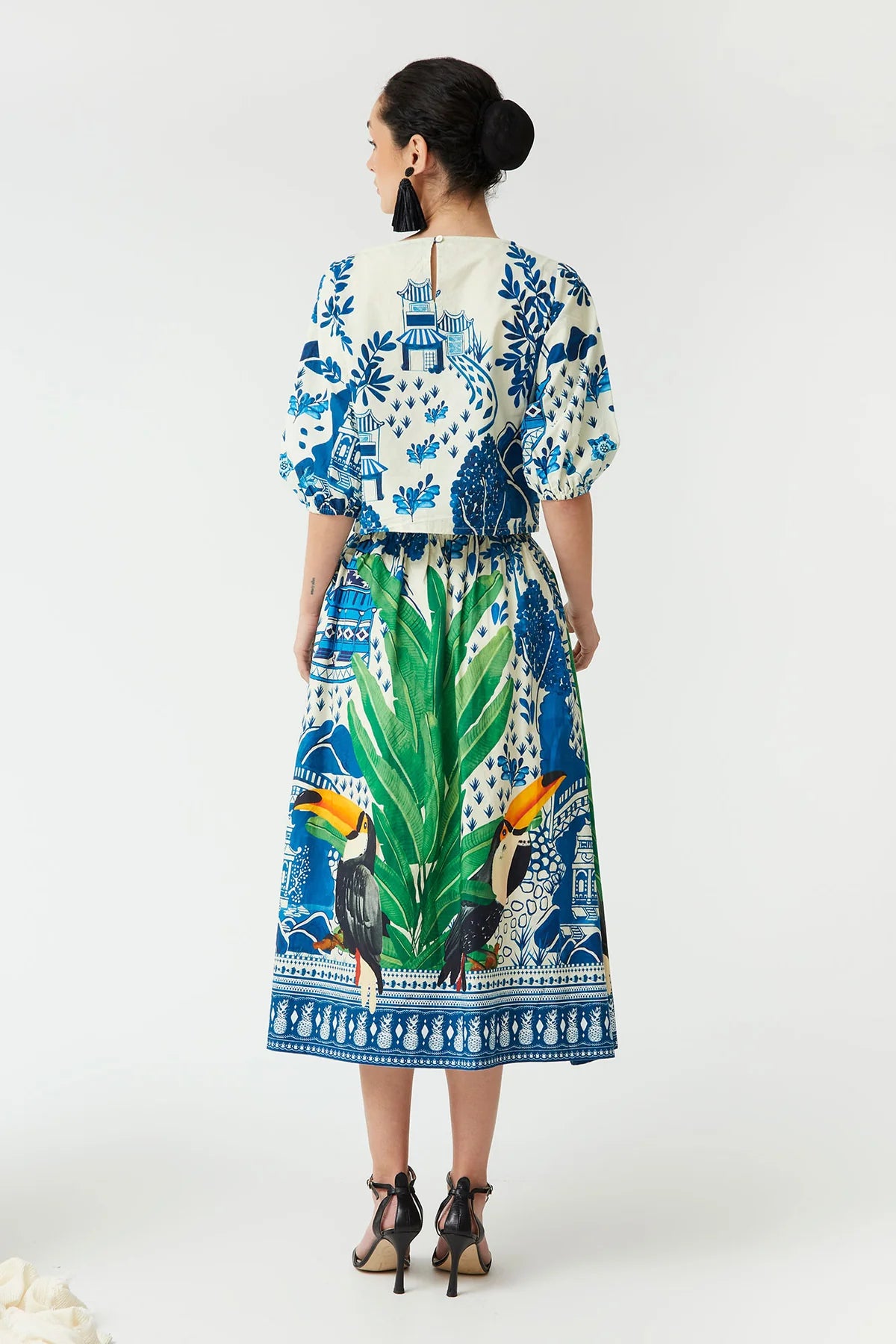 CALISTA - CONJUNTO ESTAMPADO DE FALDA Y BLUSA