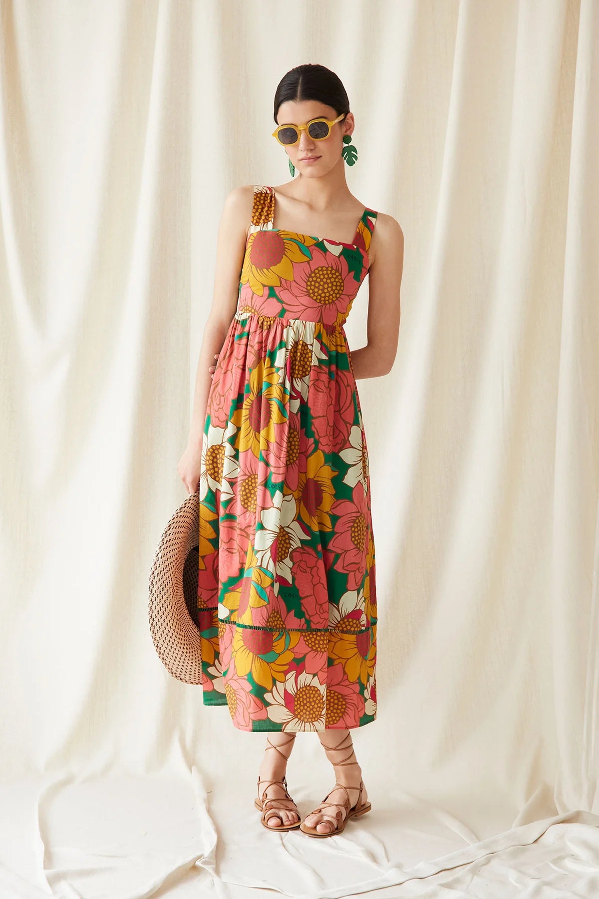 EULOGIA - VESTIDO MIDI ESTAMPADO CON LAZO EN LA ESPALDA
