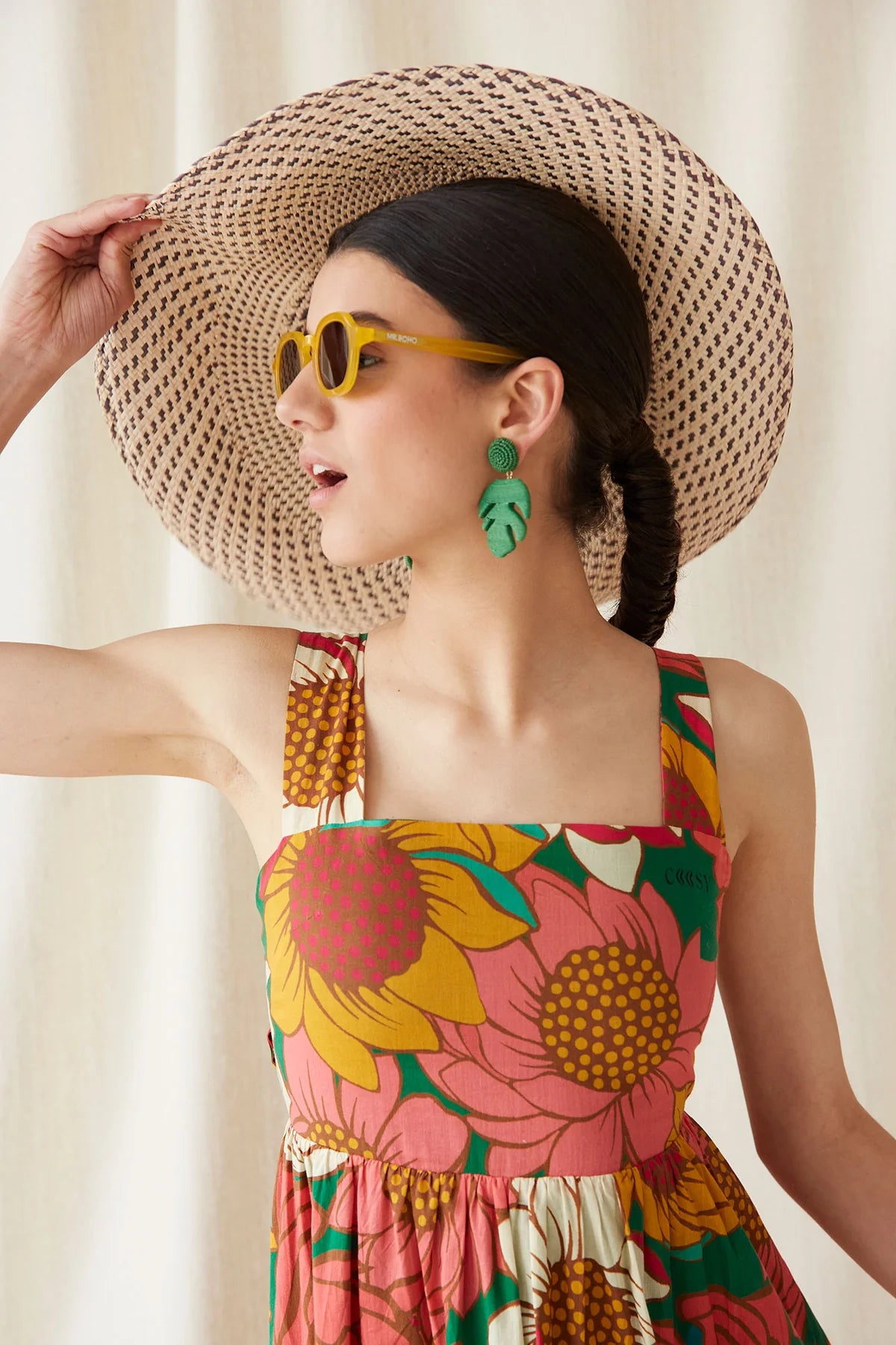 EULOGIA - VESTIDO MIDI ESTAMPADO CON LAZO EN LA ESPALDA