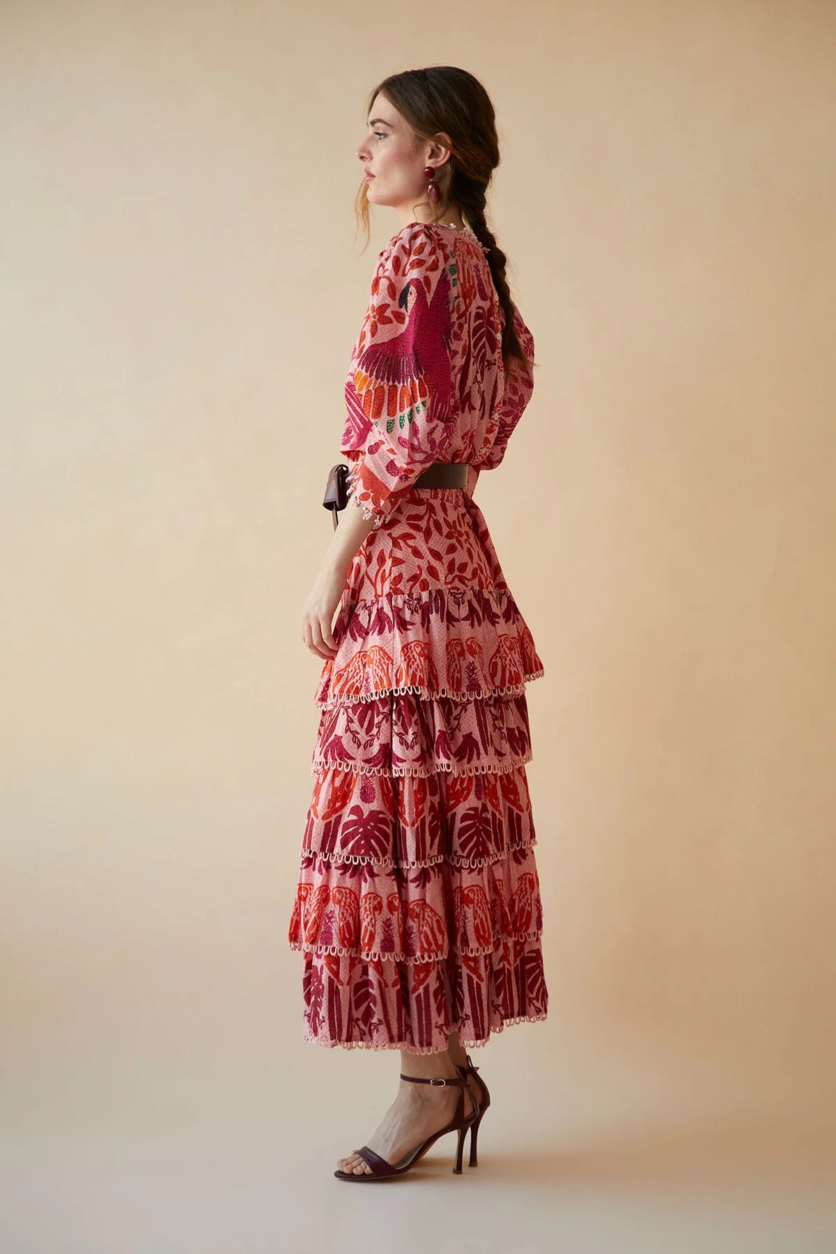 CLOTILDA - CONJUNTO DE TOP Y FALDA ESTAMPADA CON VOLANTES