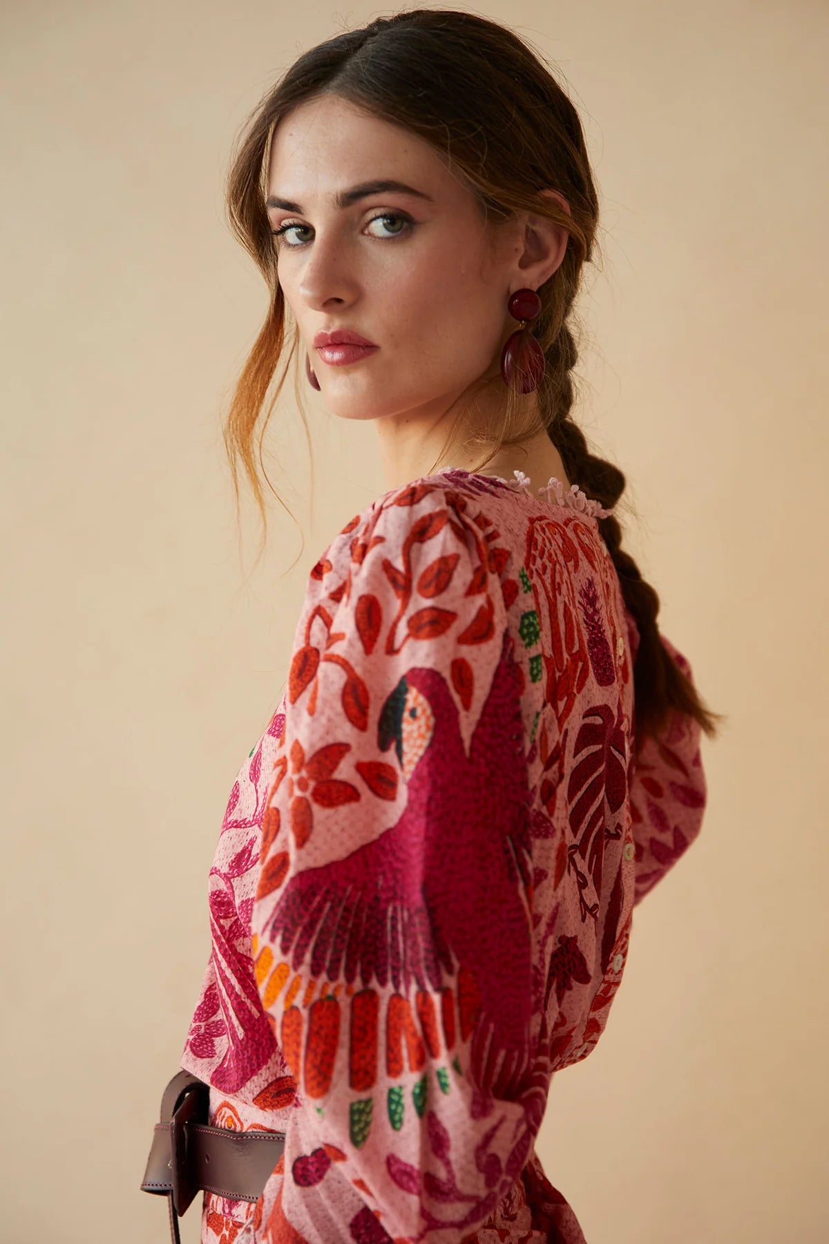 CLOTILDA - CONJUNTO DE TOP Y FALDA ESTAMPADA CON VOLANTES