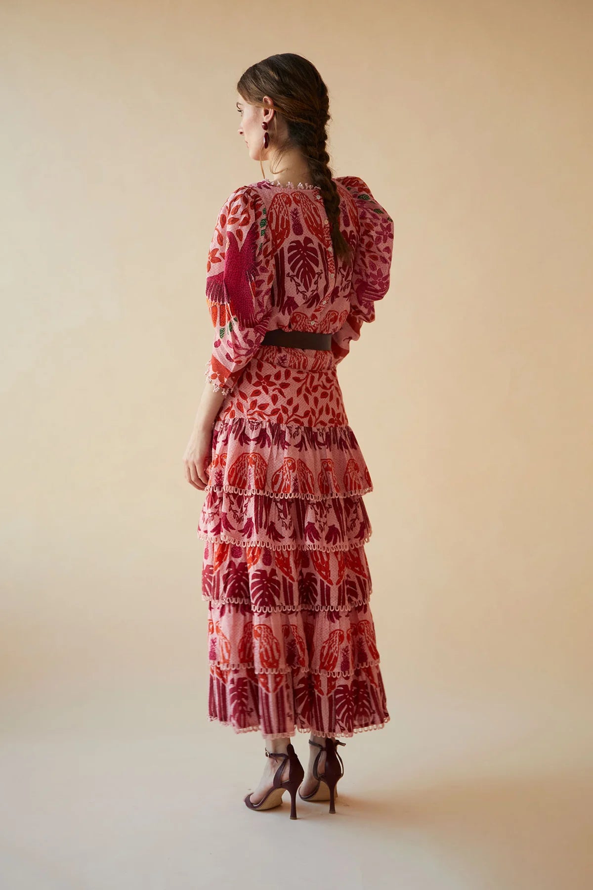 CLOTILDA - CONJUNTO DE TOP Y FALDA ESTAMPADA CON VOLANTES