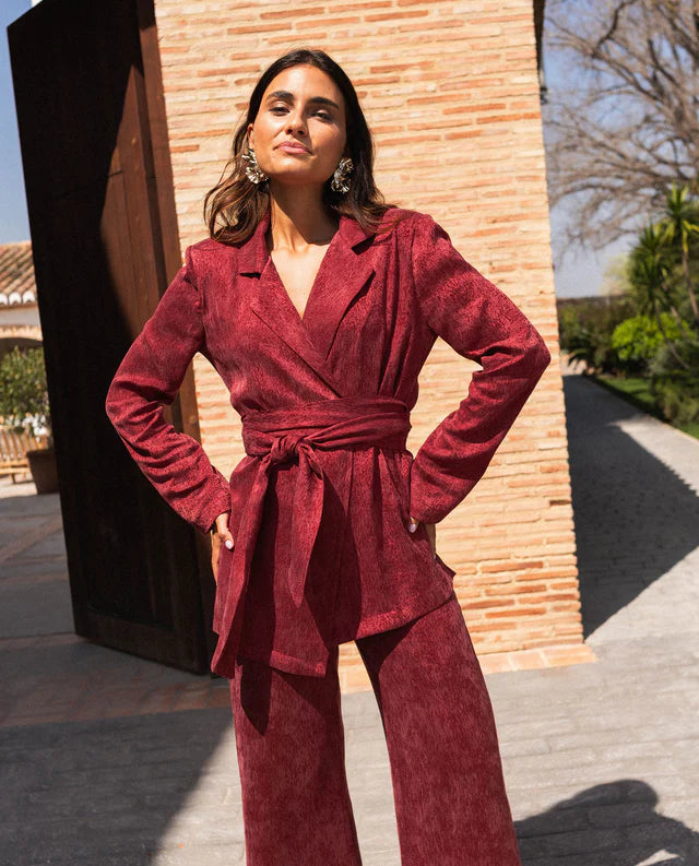 MODESTA - CONJUNTO DE BLAZER Y PANTALÓN EN JACQUARD