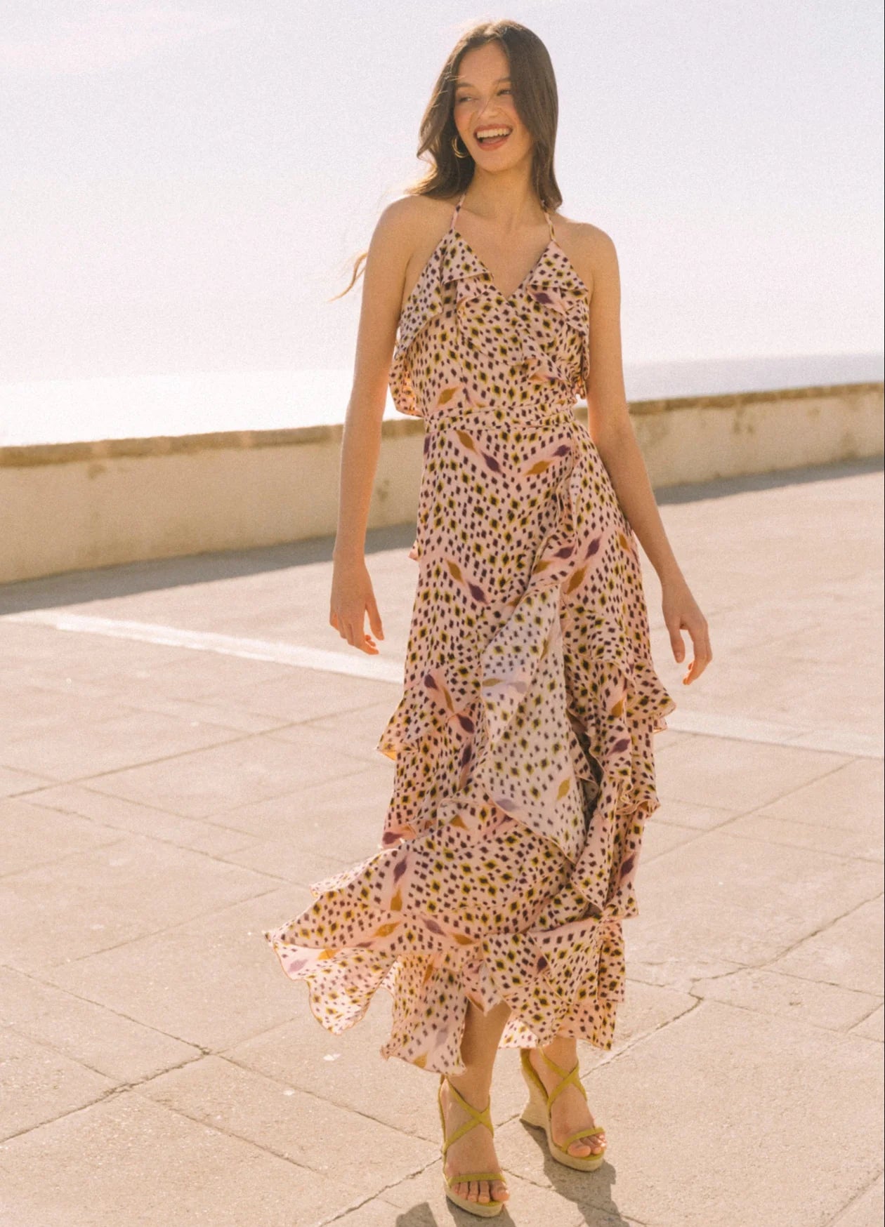 DIONISIA - VESTIDO CON TIRANTES Y VOLANTES