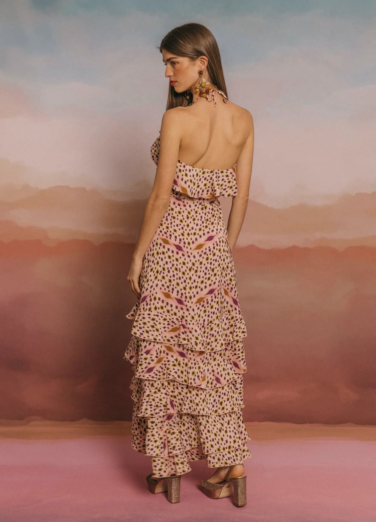 DIONISIA - VESTIDO CON TIRANTES Y VOLANTES