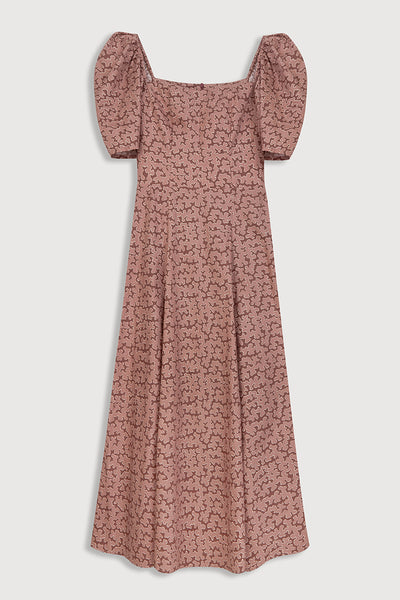 LORETO - VESTIDO MIDI CON MANGAS ABULLONADAS