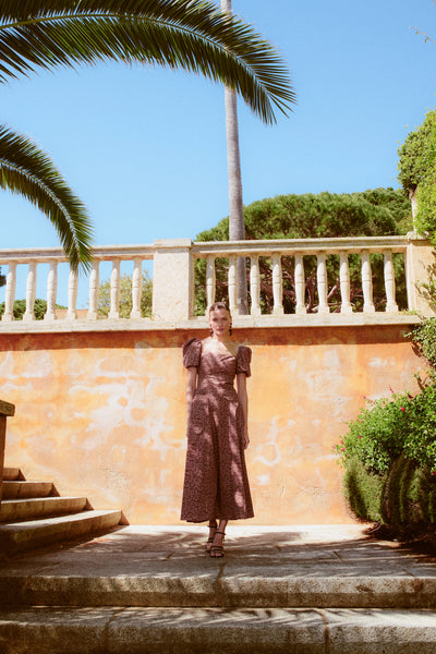 LORETO - VESTIDO MIDI CON MANGAS ABULLONADAS