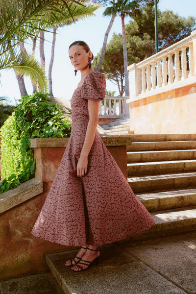 MARIOLA - VESTIDO MIDI CON MANGAS ABULLONADAS
