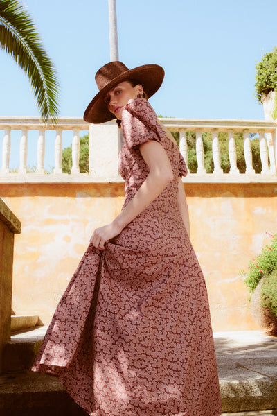 LORETO - VESTIDO MIDI CON MANGAS ABULLONADAS