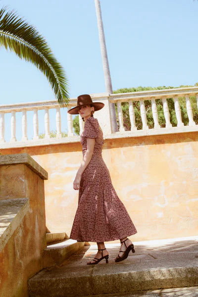 MARIOLA - VESTIDO MIDI CON MANGAS ABULLONADAS