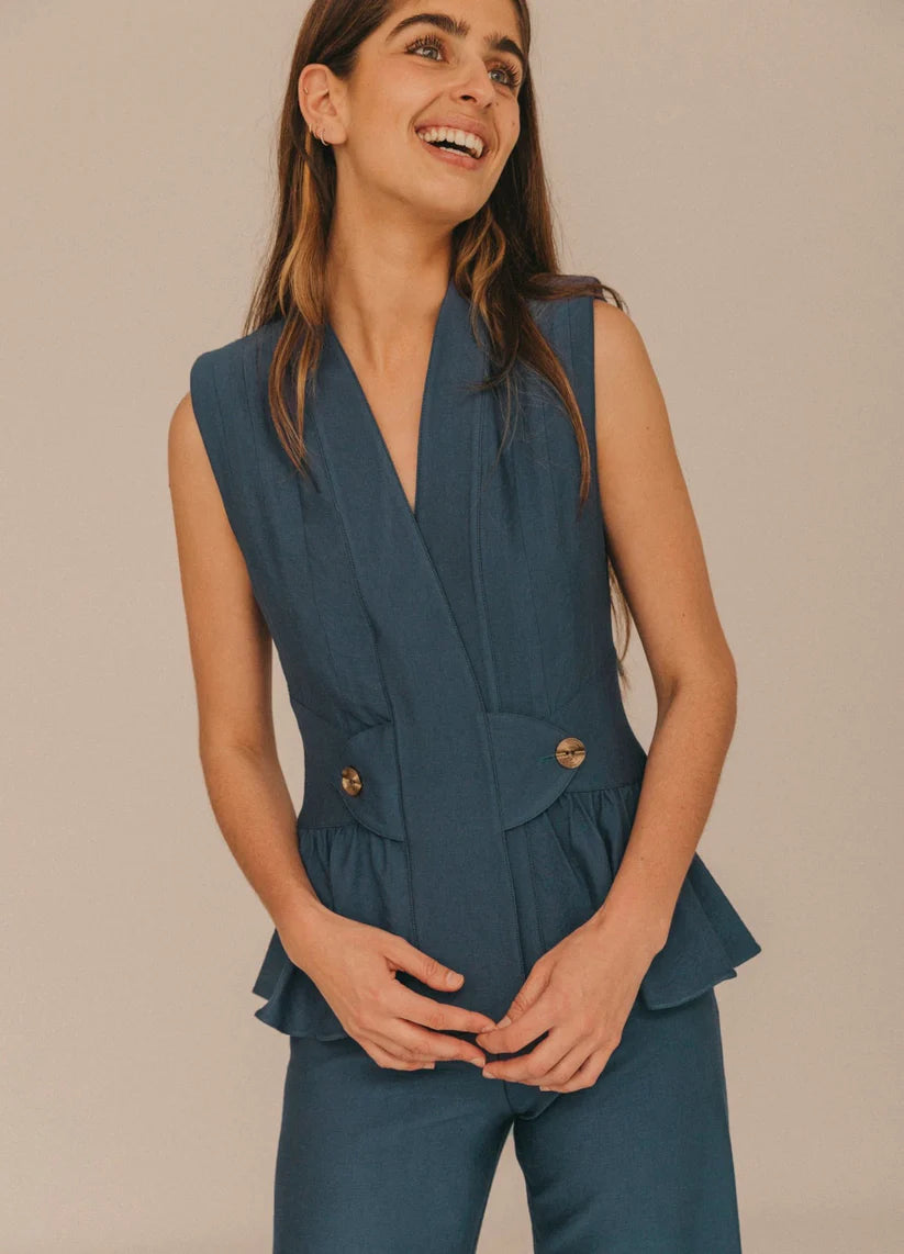 KARELYS - CONJUNTO SIN MANGAS CON PEPLUM