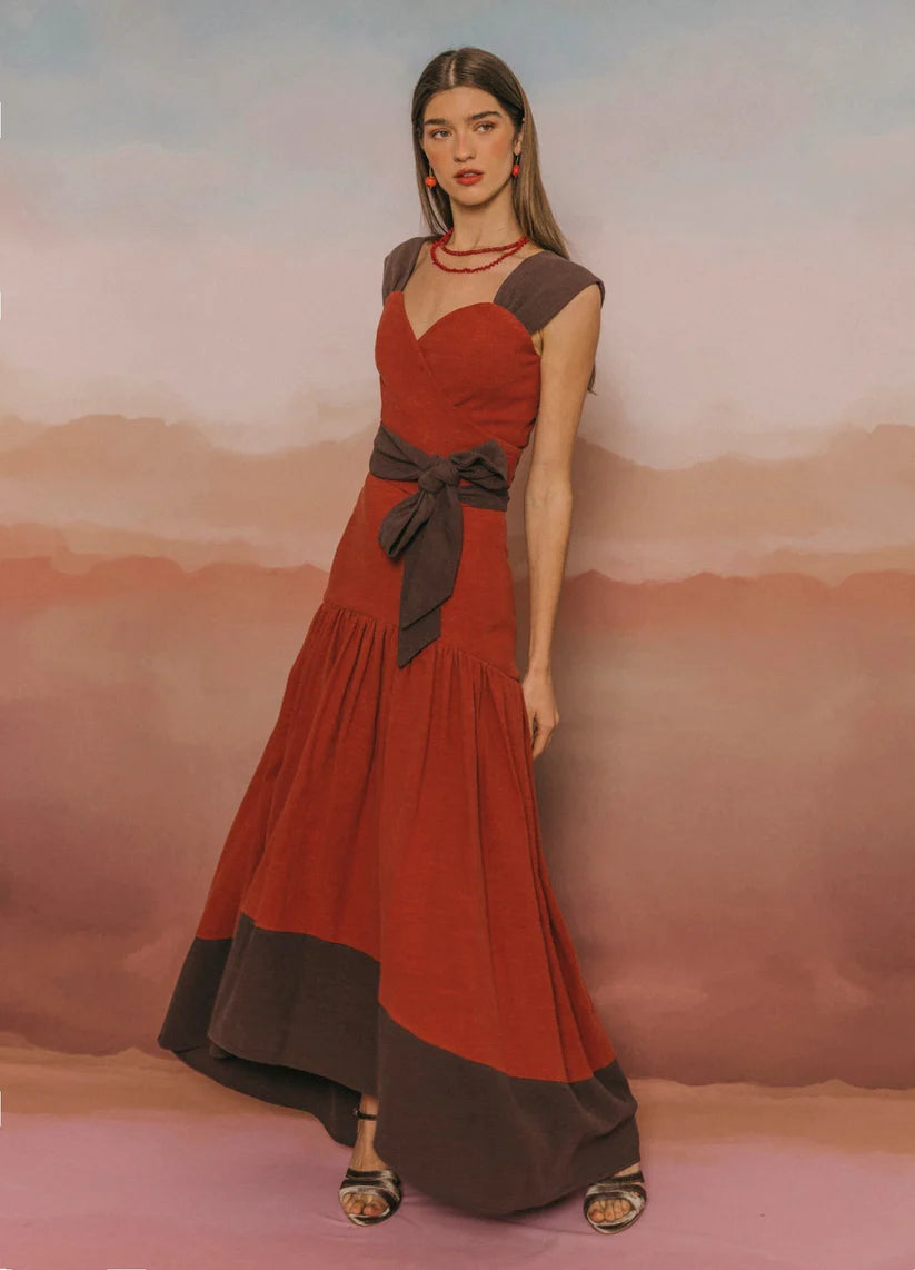 SAMARA - CONJUNTO DE TOP Y FALDA LARGA BICOLOR