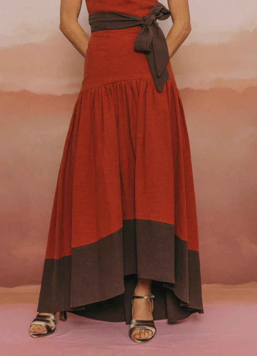 SAMARA - CONJUNTO DE TOP Y FALDA LARGA BICOLOR