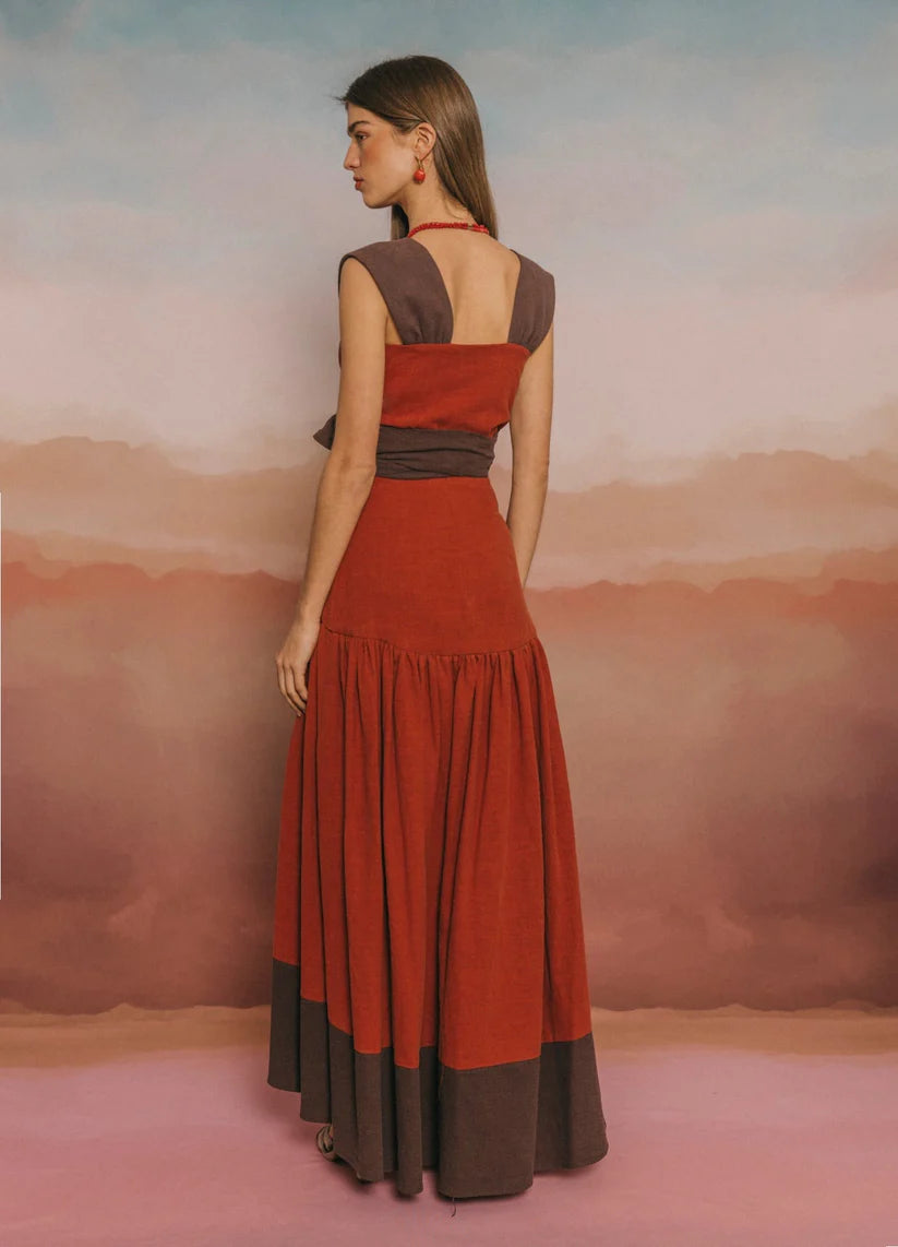 SAMARA - CONJUNTO DE TOP Y FALDA LARGA BICOLOR