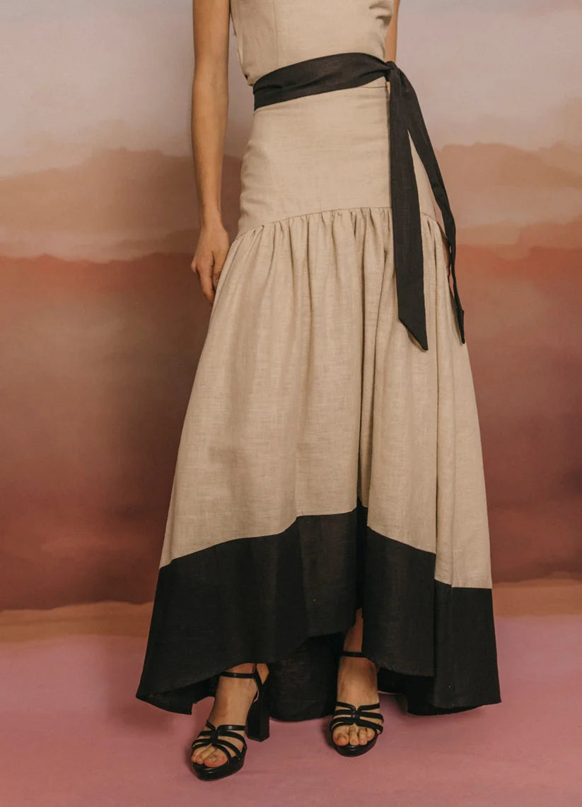 SAMARA - CONJUNTO DE TOP Y FALDA LARGA BICOLOR