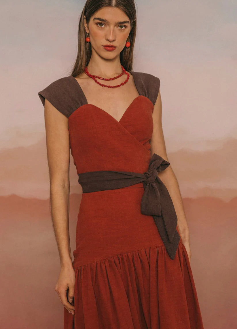 SAMARA - CONJUNTO DE TOP Y FALDA LARGA BICOLOR