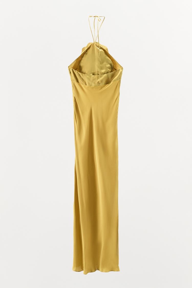 DORIS - VESTIDO LARGO HALTER CON FLOR