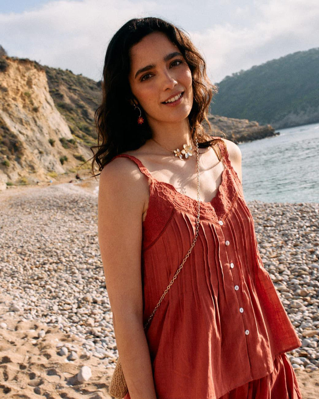 LUDIVINA - CONJUNTO DE TOP Y FALDA MIDI DE LINO