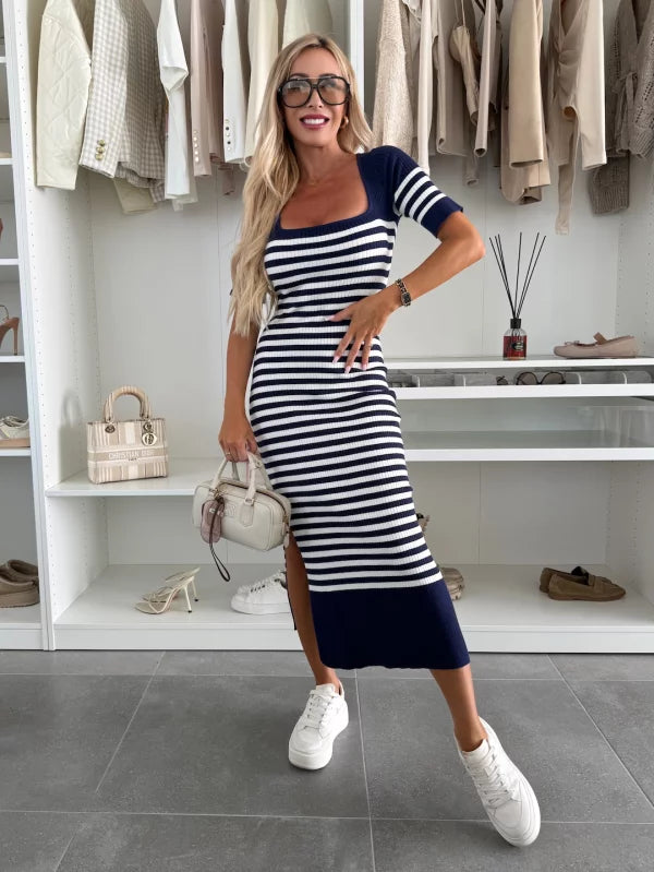 CONCHA - VESTIDO MIDI AJUSTADO DE CANALÉ
