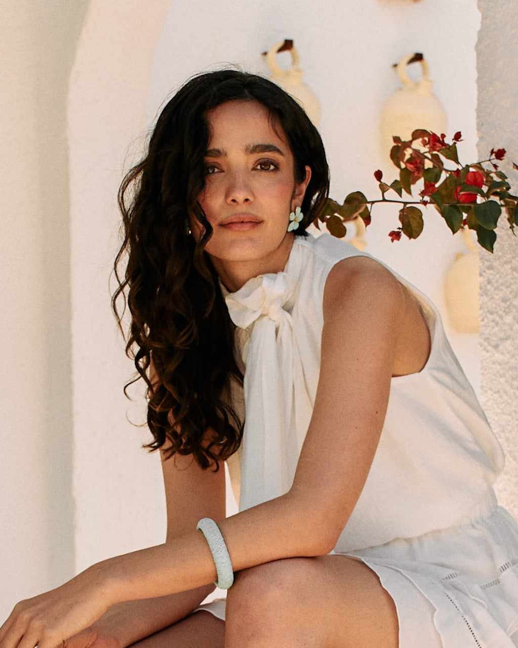 LUCRECIA - CONJUNTO DE TOP CON LAZO Y FALDA DE VOLANTES