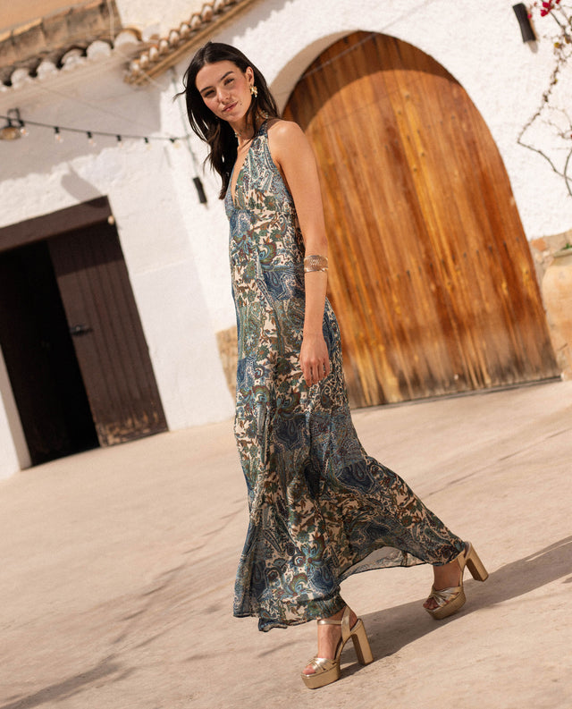 BASILIA - VESTIDO LARGO CON ESTAMPADO