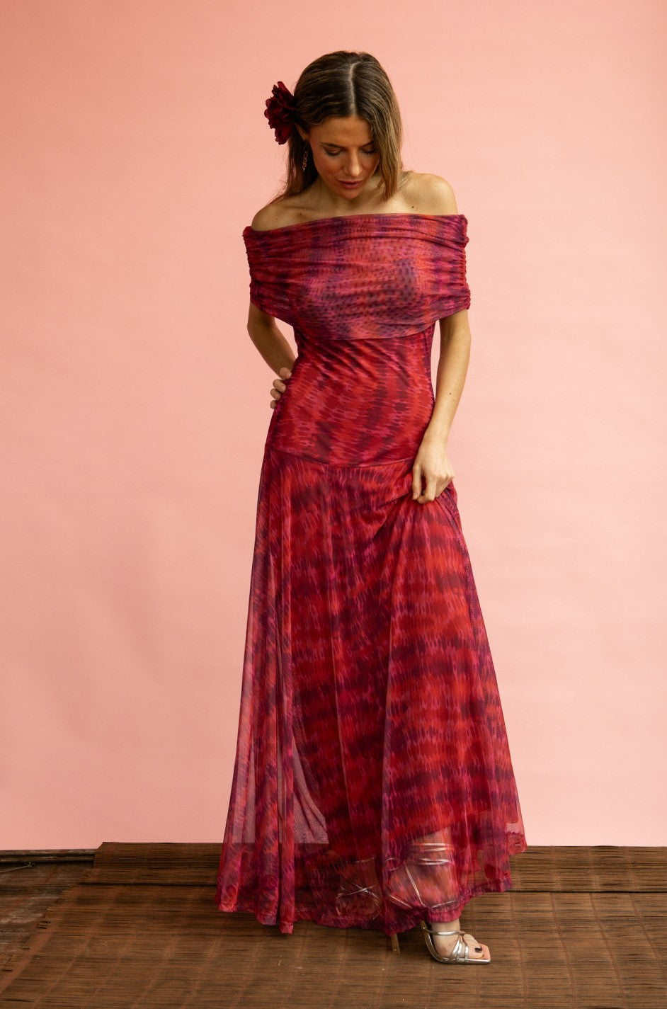 MERLINA - VESTIDO LARGO ESCOTE BARDOT