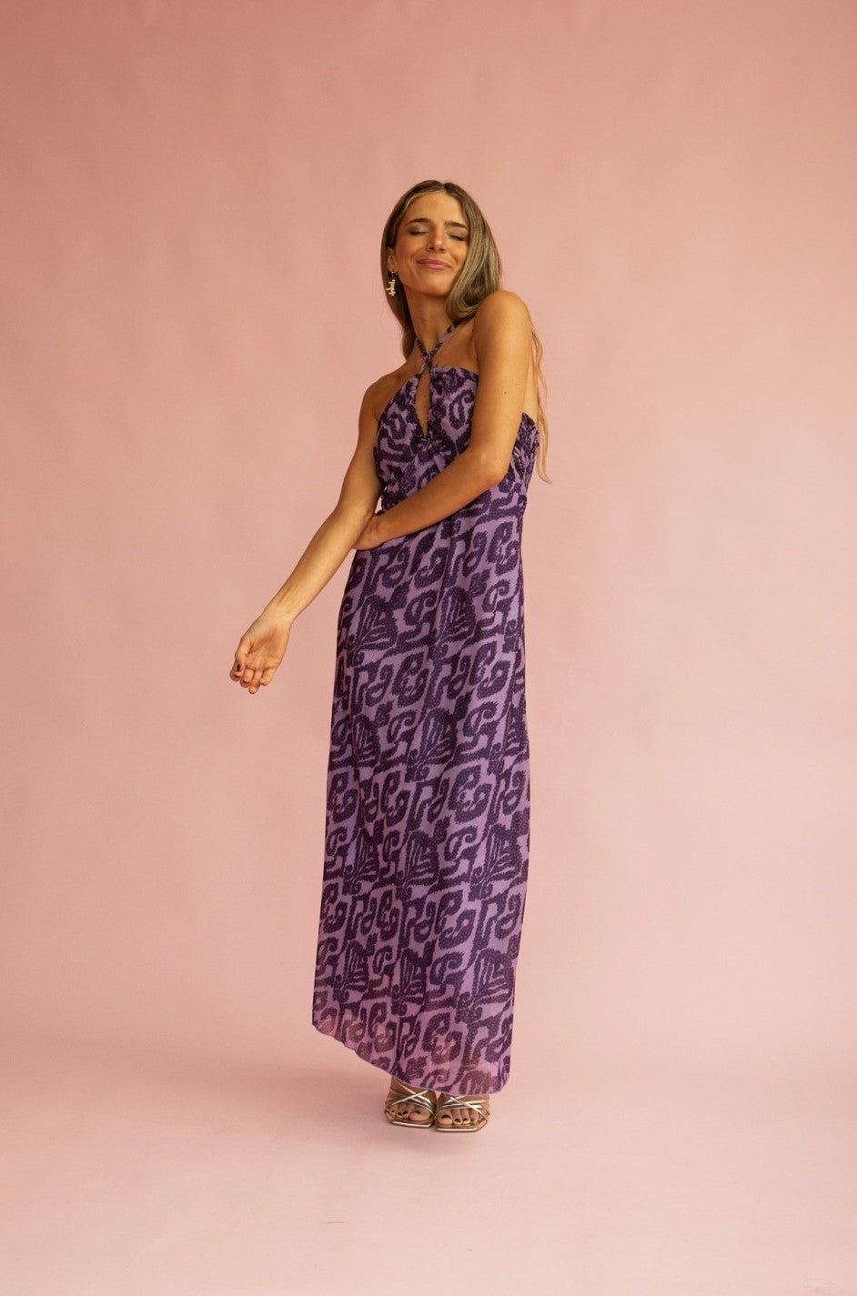 PATY - VESTIDO LARGO HALTER ESTAMPADO