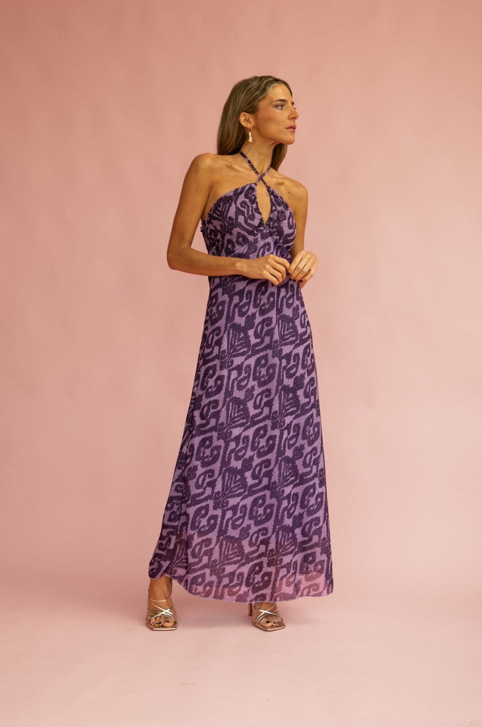 PATY - VESTIDO LARGO HALTER ESTAMPADO