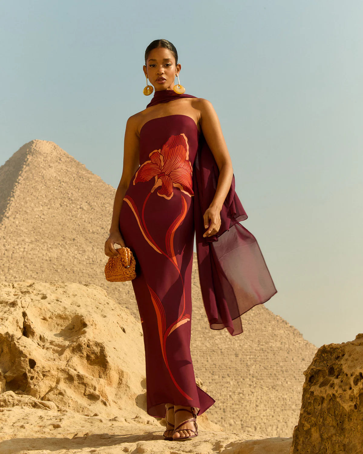 MAURICIA - VESTIDO PALABRA DE HONOR CON ESTAMPADO DE LIRIO