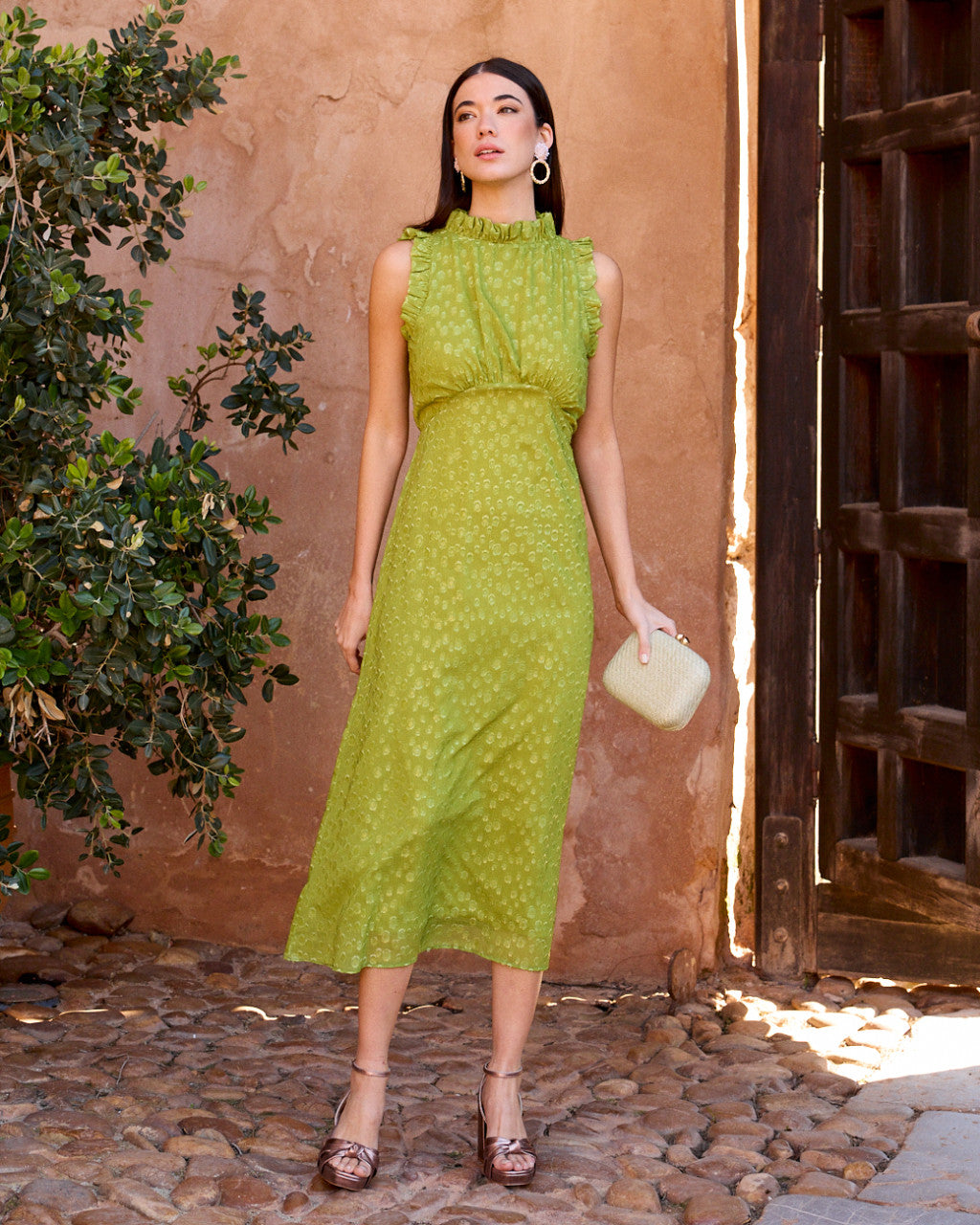 AROA - VESTIDO LARGO CON ESTAMPADO SUTIL