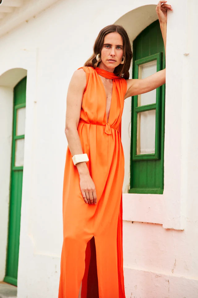 PRIMITIVA - VESTIDO LARGO CON ESCOTE HALTER