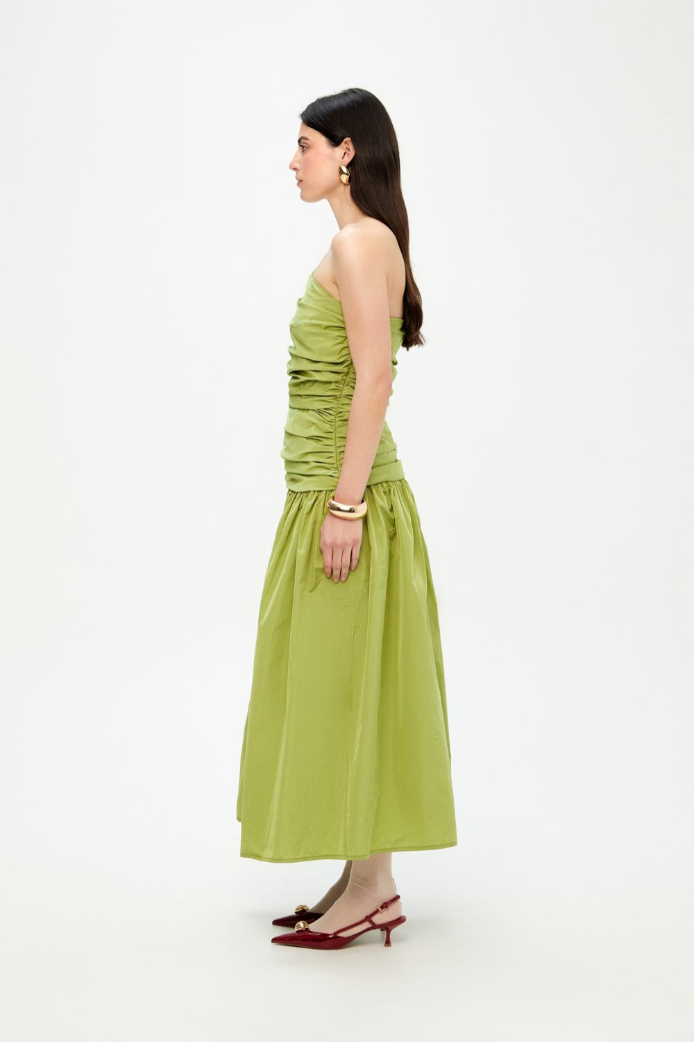FLORA - VESTIDO MIDI DE TAFETÁN PLISADO