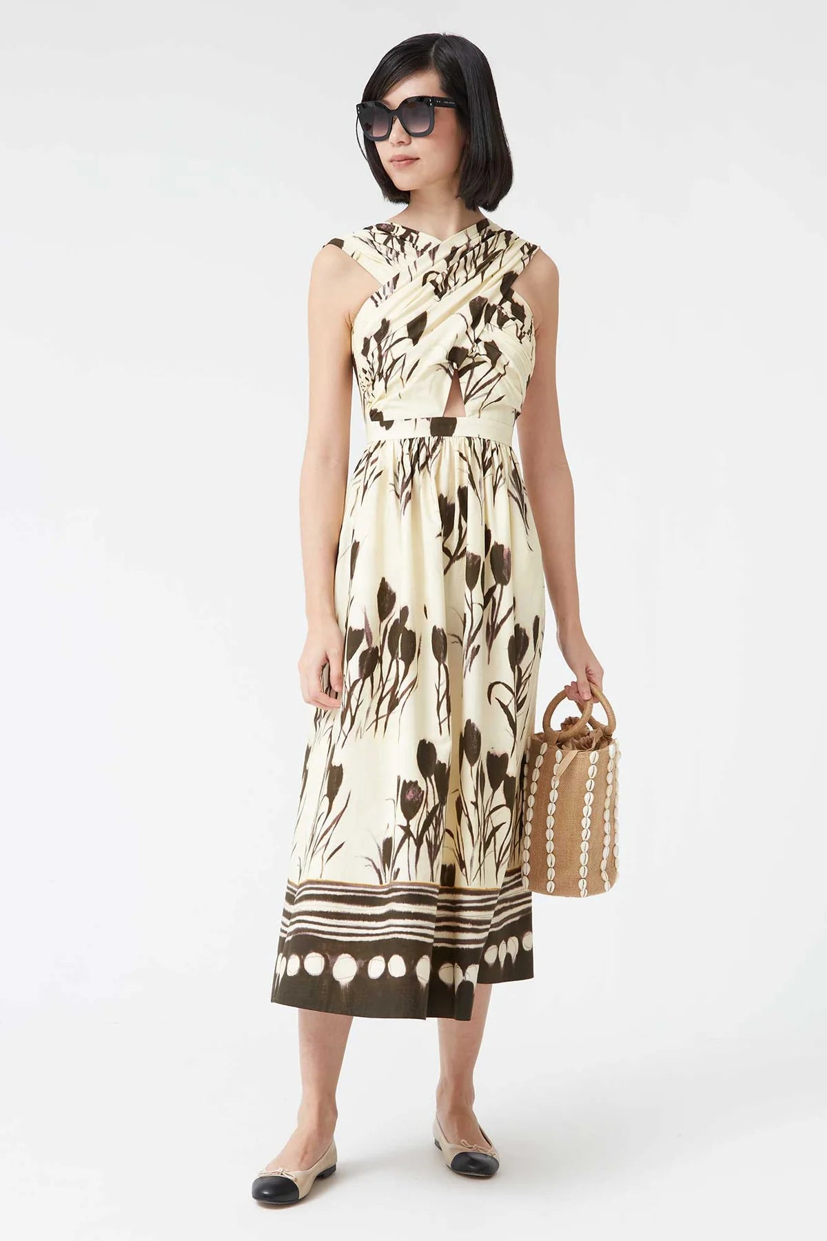 JACOBA - VESTIDO CRUZADO ESTAMPADO MIDI